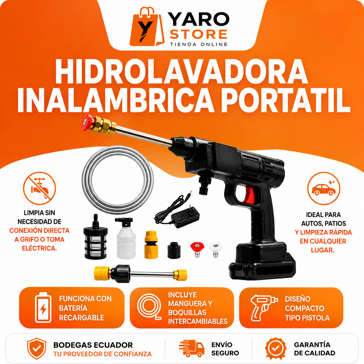 HIDROLAVADORA 2 BATERIAS + MINIASPIRADOR