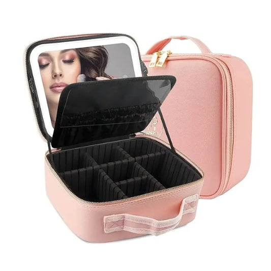COSMETIQUERA CON ESPEJO LED